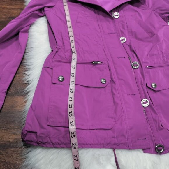 Lauren Ralph Lauren Long Sleeve Twee Utility Hooded Raincoat Jacket Purple PS - Picture 12 of 14